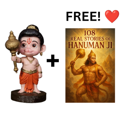 Bal Hanuman with Gada Idol ( 10 CM ) + FREE 108 Real Hanuman Ji Stories eBook Inside!