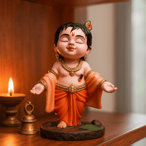 Bal Gopal Krishna Idol ( 10 CM ) + FREE 108 Real Krishna Ji Stories eBook Inside!