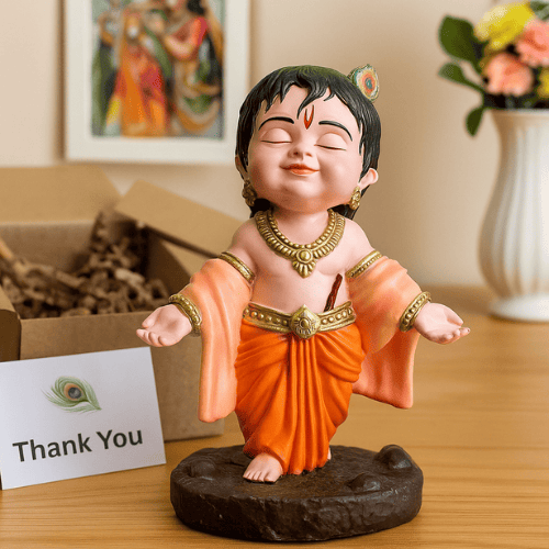 Bal Gopal Krishna Idol ( 10 CM ) + FREE 108 Real Krishna Ji Stories eBook Inside!