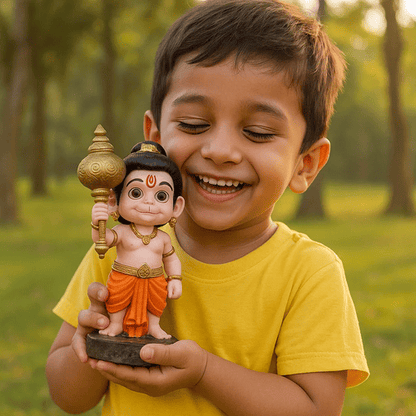 Bal Hanuman with Gada Idol ( 10 CM ) + FREE 108 Real Hanuman Ji Stories eBook Inside!