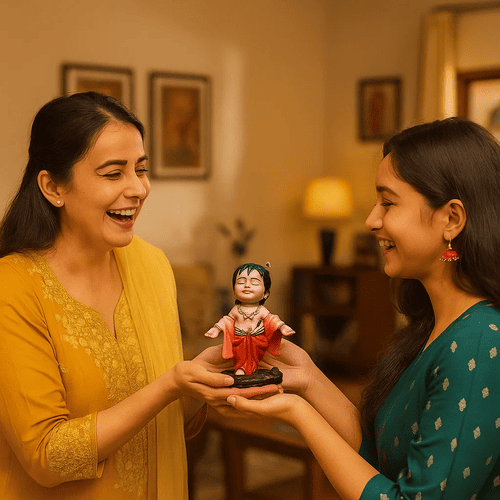 Bal Gopal Krishna Idol ( 10 CM ) + FREE 108 Real Krishna Ji Stories eBook Inside!