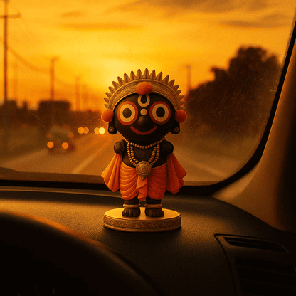 Bal Jagannath Idol | Compact & Colorful Statue for Car Dashboard, Office or Temple