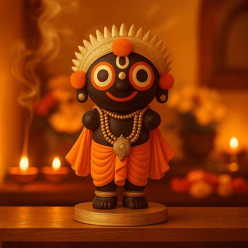 Bal Jagannath Idol | Compact & Colorful Statue for Car Dashboard, Office or Temple