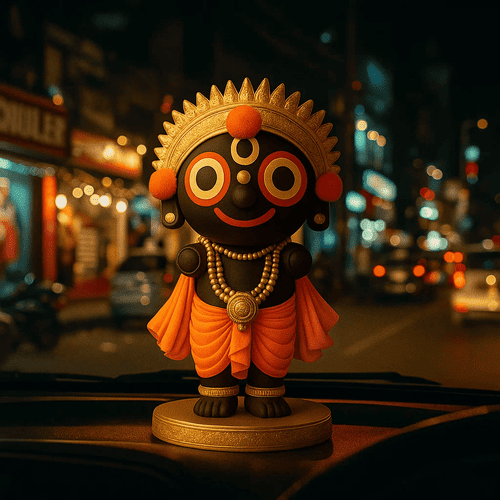 Bal Jagannath Idol | Compact & Colorful Statue for Car Dashboard, Office or Temple