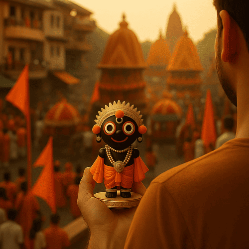 Bal Jagannath Idol | Compact & Colorful Statue for Car Dashboard, Office or Temple